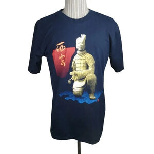 Terra  Cotta Army Graphic Vinyl Tshirt, Blue, XL